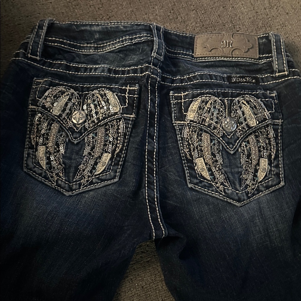 Miss me  Dark Blue Kids Jeans with White Stitching wings rare like new